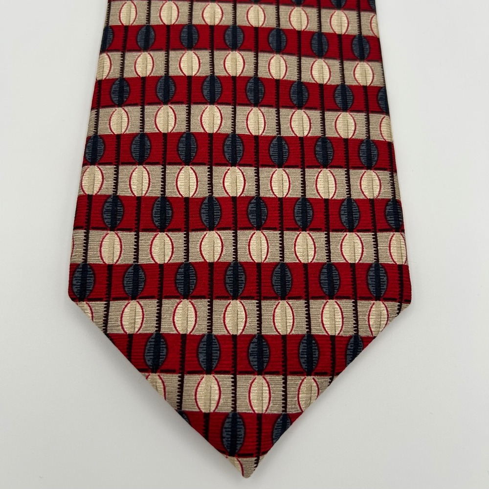 Jos. A. Bank Necktie Corporate Collection Mens OS Red Silk Geometric